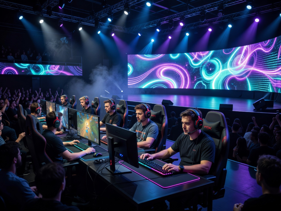 gamedistrictatlx.beauty esports tournament update showing professional gamers competing on stage