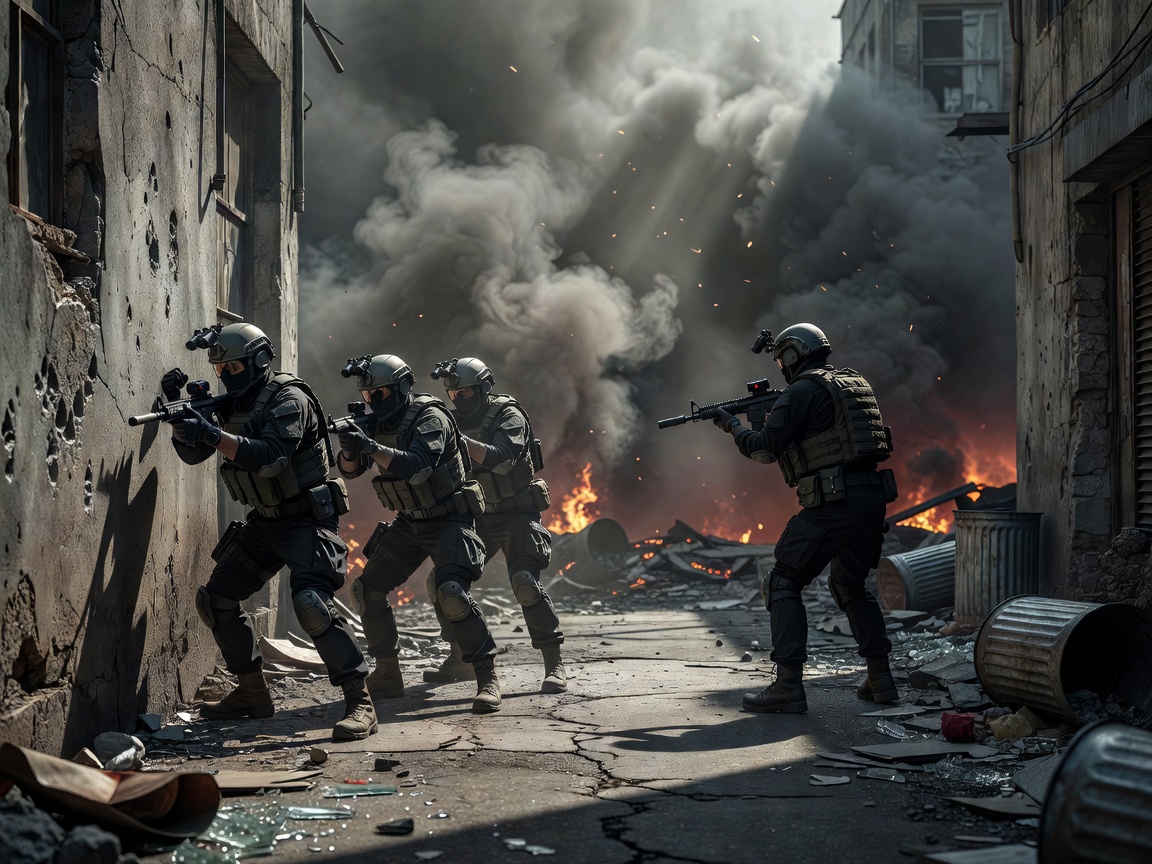 gamedistrictatlx.beauty Urban Warfare Tactics game showing tactical squad movement